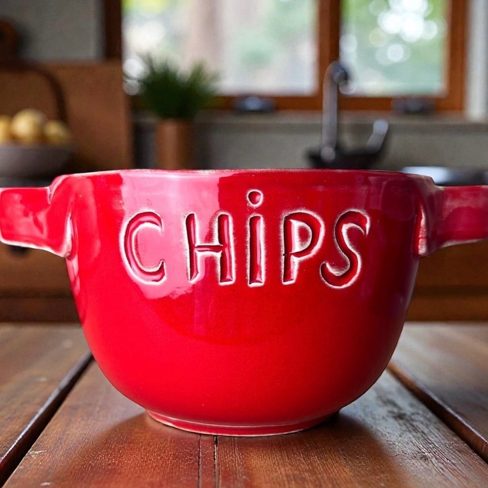 Ceramiche ALFA Italian pottery red glazed CHIP Embossed bowl, RARE Collectible